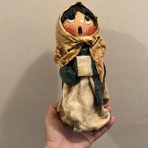 Paper Mache Christmas Girl Caroler Figure Vintage Lakewood Ohio Original Figure